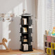360° Rotating Bookcase with Anti-Tipping Straps, Anti-Slip Foot Pads, 4 Tier Bookshelf with 16 Cubbies for Books, Plants, Decorations, Black