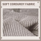 Modern Couch, 3 Seater Sofa, Corduroy Loveseat with Rubberwood Legs and Extra-Wide Seat, Light Grey