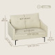 2 Seater Sofa, Small Modern Couch with High-Resilience Foam, Thicken Padding, Button Tufted, Cream White