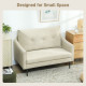 2 Seater Sofa, Small Modern Couch with High-Resilience Foam, Thicken Padding, Button Tufted, Cream White