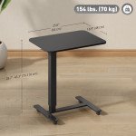 Pneumatic Standing Desk Adjustable Height, Mobile Stand Up Desk with Wheels, 43 Inch Portable Rolling Table, Black