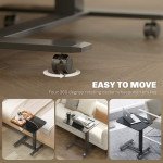 Pneumatic Standing Desk Adjustable Height, Mobile Stand Up Desk with Wheels, 43 Inch Portable Rolling Table, Black