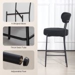 Set of 2 Barstools, Upholstered Bar Stools with Backrest, Footrest for Kitchen Island, Dining Room, Black