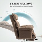 Desk Chair, Computer Office Chair with Footrest, Adjustable Backrest and Headrest, Light Brown