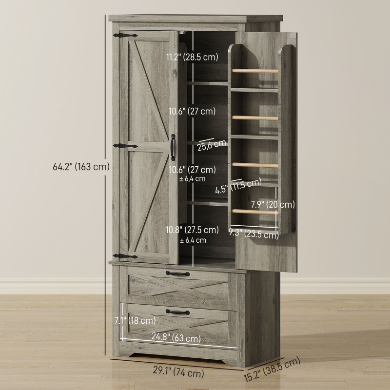 Farmhouse Kitchen Pantry Storage Cabinet, 64