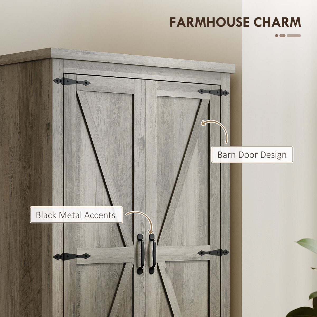 Farmhouse Kitchen Pantry Storage Cabinet, 64