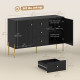 Buffet Cabinet, Modern Sideboard with 3 Soft-Close Drawers and 2 Adjustable Shelves for Living Room, Kitchen, Black