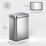 13.2 Gallon Sensor Can, Automatic Garbage Can with Soft-Close Lid, Fingerprint-Proof Stainless Steel, Silver