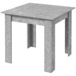 Square Dining Table, Modern Dining Room Table with Faux Cement Effect, Space Saving Small Kitchen Table, Cement Grey