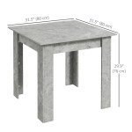 Square Dining Table, Modern Dining Room Table with Faux Cement Effect, Space Saving Small Kitchen Table, Cement Grey