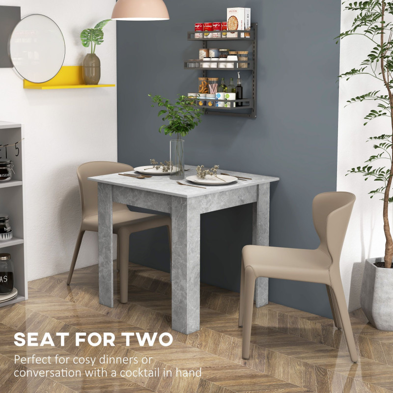 Square Dining Table, Modern Dining Room Table with Faux Cement Effect, Space Saving Small Kitchen Table, Cement Grey