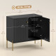 Sideboard, Modern Buffet Cabinet, Coffee Bar Cabinet with Fluted Doors and Adjustable Shelf, Black