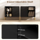 Sideboard, Modern Buffet Cabinet, Coffee Bar Cabinet with Fluted Doors and Adjustable Shelf, Black