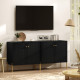 Sideboard, Modern Buffet Cabinet, Coffee Bar Cabinet with Fluted Doors and Adjustable Shelf, Black