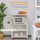 Microwave Cart on Wheels Utility Trolley Storage Sideboard Bookcase with 2-door Cabinet, White Oak