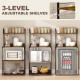Baker's Rack with Charing Station, Microwave Shelf with Power Outlet, USB Charger and 4 Hooks, Rustic Brown