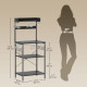 Kitchen Baker's Rack with Power Outlet, Coffee Bar Station with Adjustable Shelves and Hooks, Distressed Black