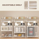 Kitchen Baker's Rack with Power Outlet, Coffee Bar Station with Adjustable Shelves and Hooks, Distressed White