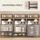 Baker's Rack with Charing Station, Microwave Shelf with Power Outlet, USB Charger and 5 Hooks, Black