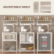 Kitchen Baker's Rack with Power Outlet, Coffee Bar Station with Adjustable Shelves and Hooks, Distressed White