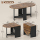 Oval Folding Dining Table, Space Saving Drop Leaf Kitchen Table for Dining Room, Living Room, Rustic Brown