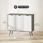 Modern Sideboard and Buffet, Dining Room Cabinet with Adjustable Shelves and 3 Doors, Grey
