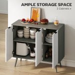 Modern Sideboard and Buffet, Dining Room Cabinet with Adjustable Shelves and 3 Doors, Grey