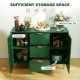 Modern Kitchen Storage Cabinet, Sideboard Buffet Cabinet w/ 3 Drawers and Adjustable Shelves for Kitchen Hallway, Green