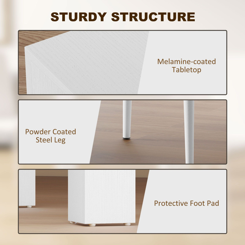 Dining Table Set for 2, Square Kitchen Table and Chairs, Dining Room Table and PU Leather Upholstered Chairs, White