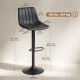 Counter Height Bar Stools Set of 2, Adjustable Height Bar Chairs with Swivel Seat, Leathaire Upholstery, Black