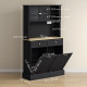 Kitchen Cabinet with Charging Station, 2 Tilt Out Cabinets, Microwave Stand, Freestanding Kitchen Pantry Cabinet, Black