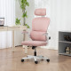 Mesh Office Chair, Ergonomic Desk Chair with Flip-up Armrest, Rotatable Headrest, Adjustable Lumbar Support, Pink