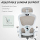 Mesh Office Chair, Ergonomic Desk Chair with Flip-up Armrest, Rotatable Headrest, Adjustable Lumbar Support, Grey