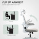 Mesh Office Chair, Ergonomic Desk Chair with Flip-up Armrest, Rotatable Headrest, Adjustable Lumbar Support, Grey