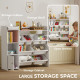 Qaba Kids Bookshelf and Toy Storage Organizer, Children Bookcase with 8 Removable Bins, Cabinet for Playroom, Kids Room, Nursery, White