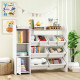 Qaba Kids Bookshelf and Toy Storage Organizer, Children Bookcase with 8 Removable Bins, Cabinet for Playroom, Kids Room, Nursery, White