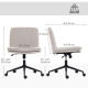Criss Cross Chair with Wheels, Wide Office Chair with No Arms, Adjustable Height, Tilting, Beige