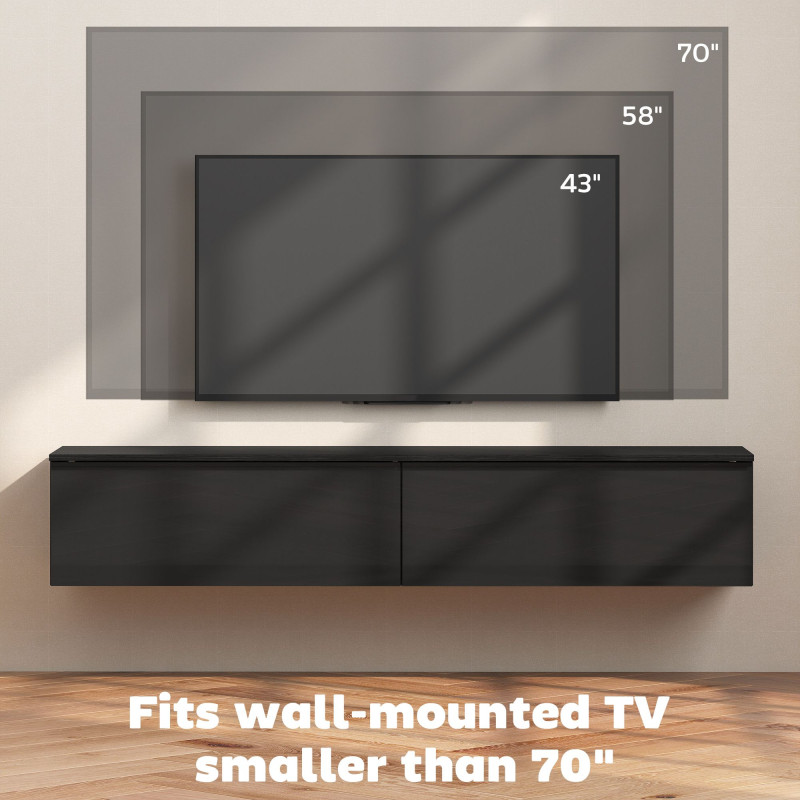 Wall Mounted TV Stand, Floating TV Cabinet with Storage, for TVs up to 70