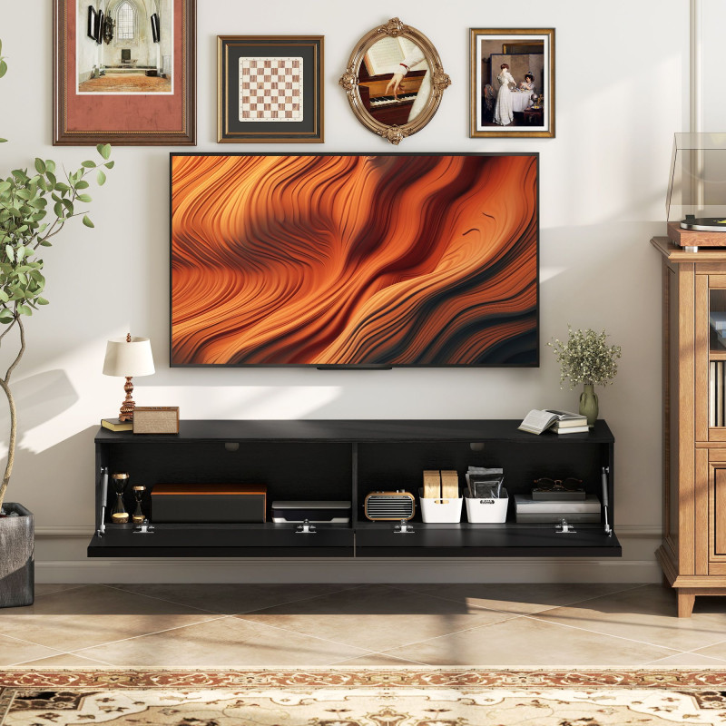 Wall Mounted TV Stand, Floating TV Cabinet with Storage, for TVs up to 70