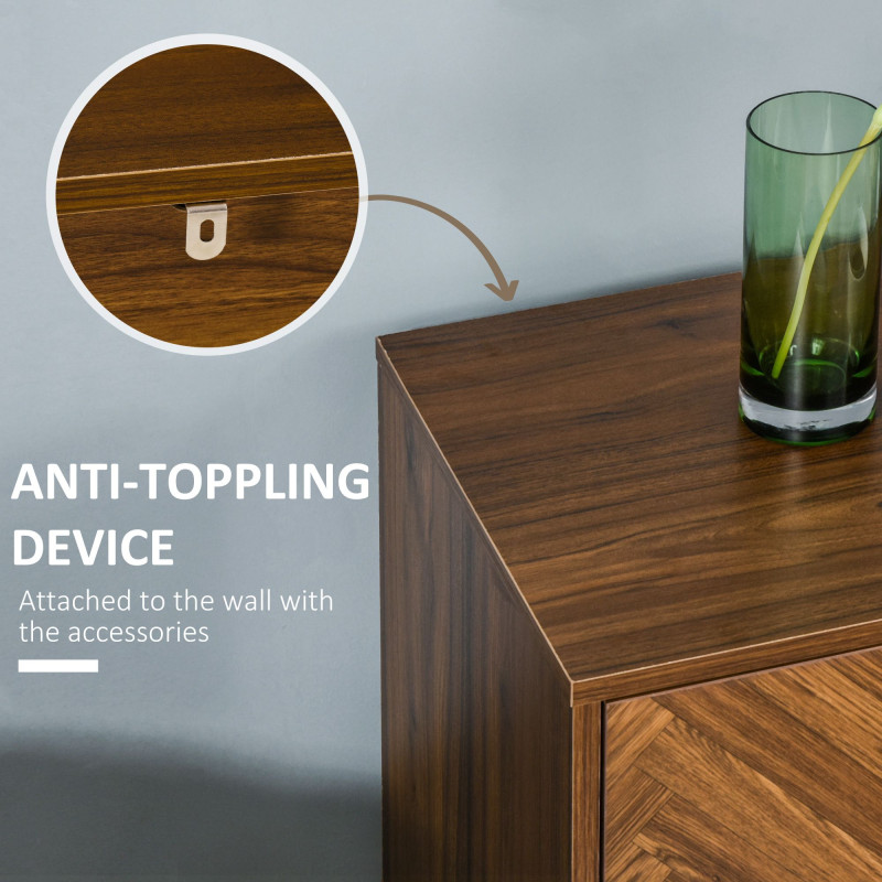 Bedside Table, Nightstand for Bedroom, End Side Table Dresser Storage with 2 Drawers, Walnut Brown