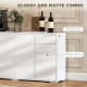 Kitchen Sideboard Storage Cabinet, Modern Coffee Bar Cabinet with Push-Open Design and 2 Drawers, Adjustable Shelving for Living Room, White