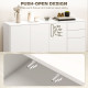 Kitchen Sideboard Storage Cabinet, Modern Coffee Bar Cabinet with Push-Open Design and 2 Drawers, Adjustable Shelving for Living Room, White