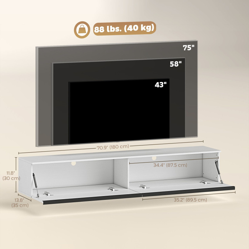 Wall Mounted TV Stand, Floating TV Cabinet with Storage, for TVs up to 80