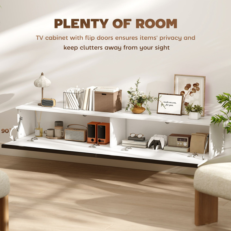 Wall Mounted TV Stand, Floating TV Cabinet with Storage, for TVs up to 80
