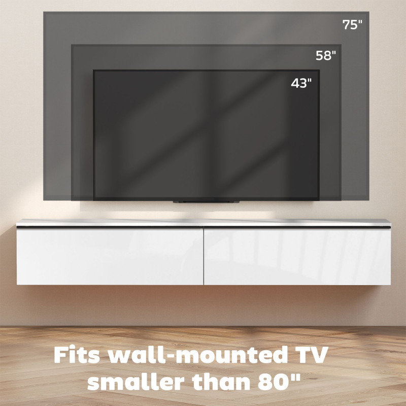 Wall Mounted TV Stand, Floating TV Cabinet with Storage, for TVs up to 80