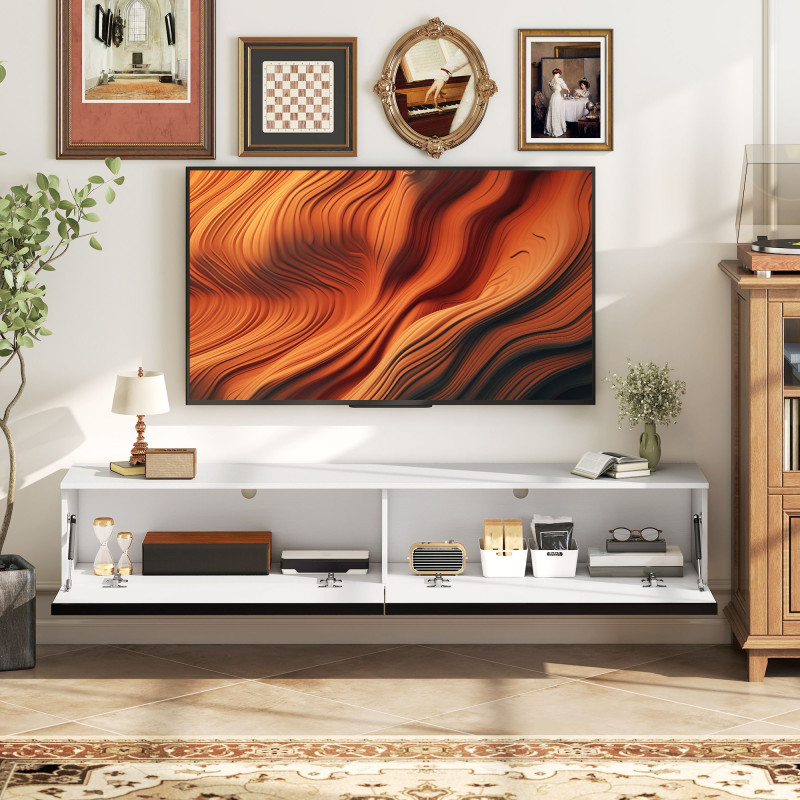 Wall Mounted TV Stand, Floating TV Cabinet with Storage, for TVs up to 80