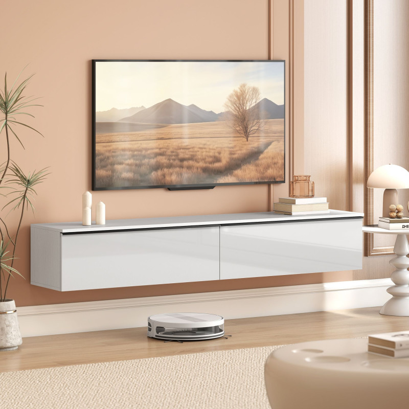 Wall Mounted TV Stand, Floating TV Cabinet with Storage, for TVs up to 80