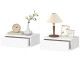 Set of 2 Wall Mounted Bedside Tables, High Gloss Floating Nightstands with Drawer for Bedroom, White