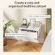Set of 2 Wall Mounted Bedside Tables, High Gloss Floating Nightstands with Drawer for Bedroom, White