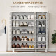 Shoe Cabinet, 20 Pair Shoe Storage Cabinet with Hollowed-Out Doors, White